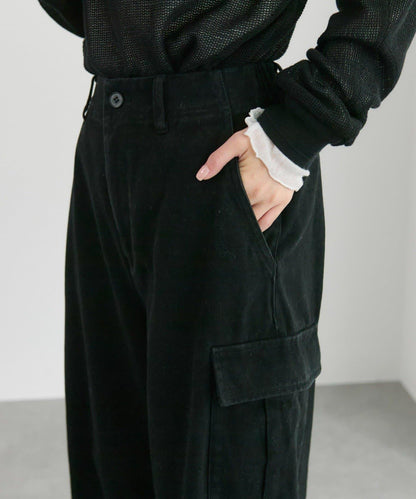 復古風弧形剪裁工裝褲