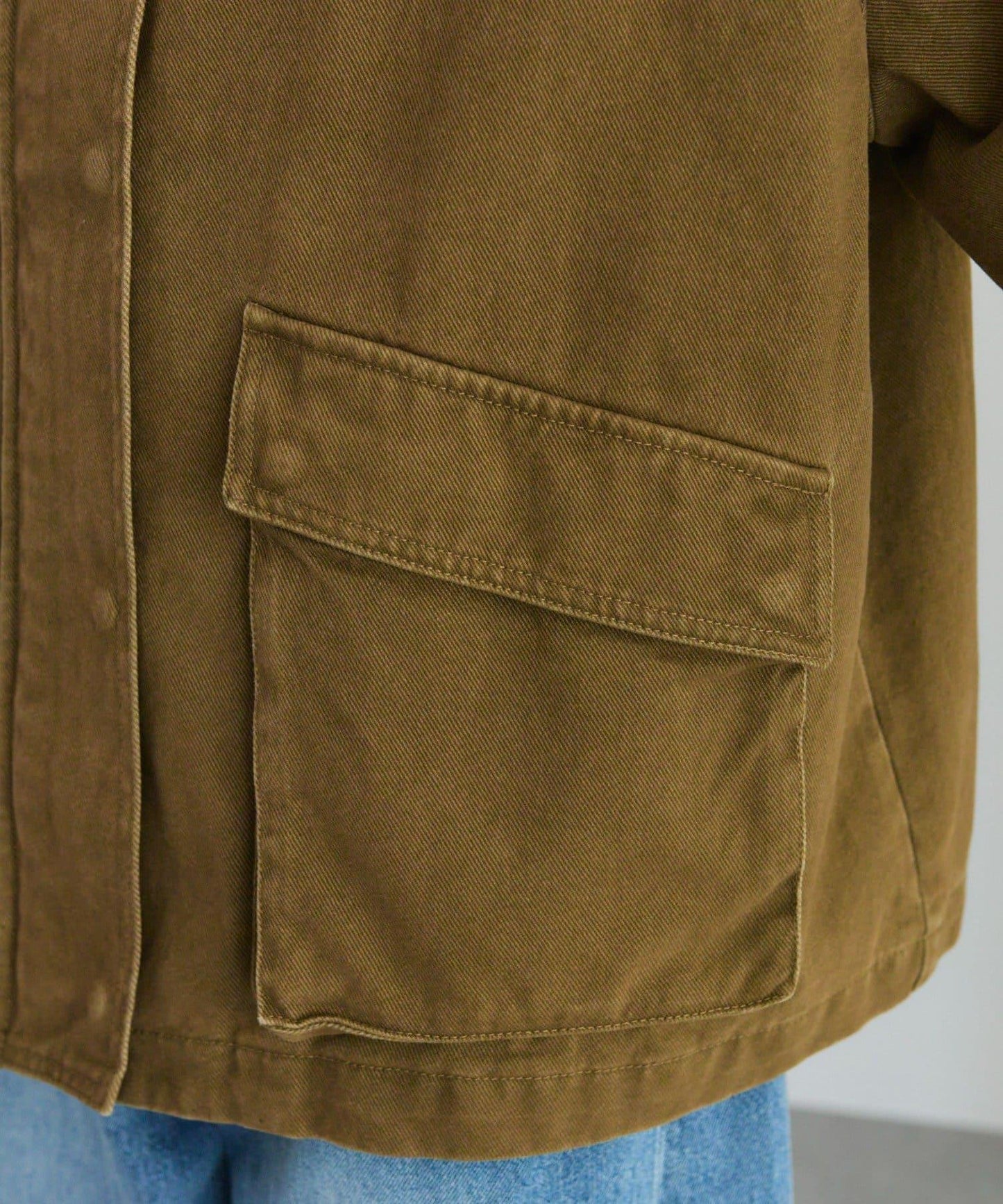 仿皮革翻領工裝夾克