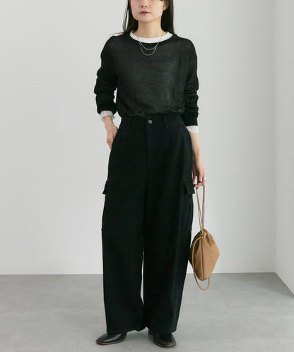 復古風弧形剪裁工裝褲