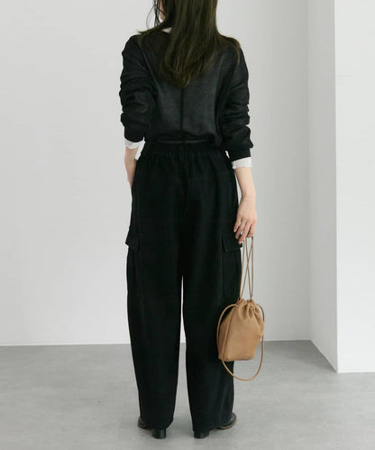 復古風弧形剪裁工裝褲