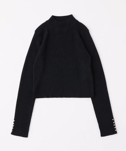 袖釦裝飾高領針織衫