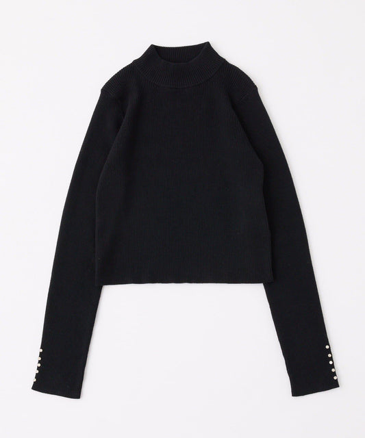 袖釦裝飾高領針織衫