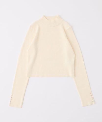 袖釦裝飾高領針織衫