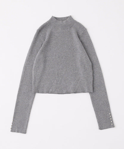 袖釦裝飾高領針織衫