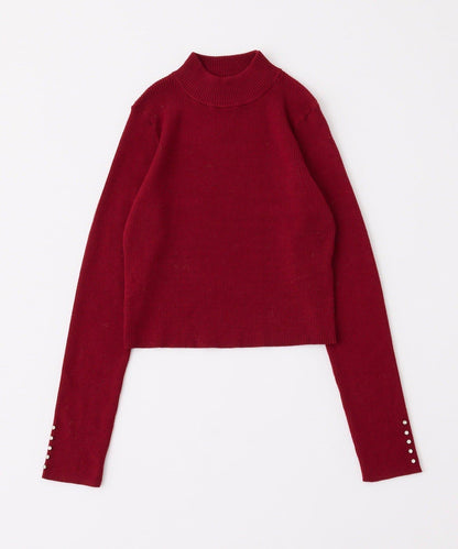 袖釦裝飾高領針織衫