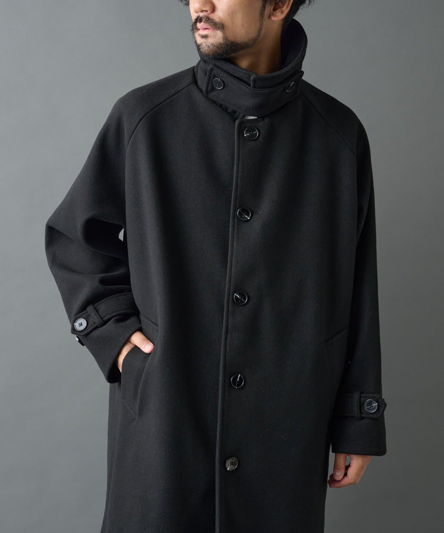 科技羊毛單排扣長款大衣