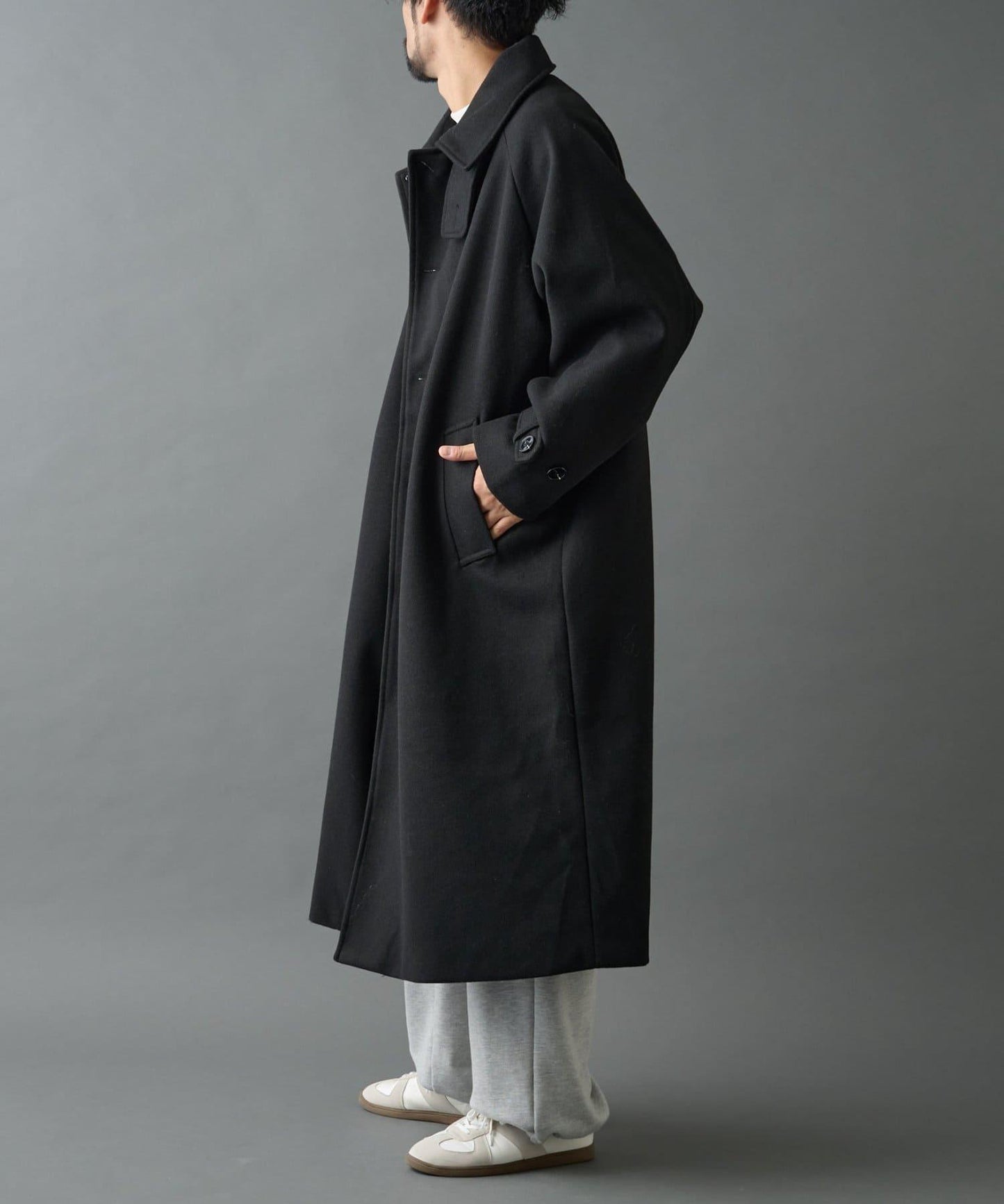 科技羊毛單排扣長款大衣