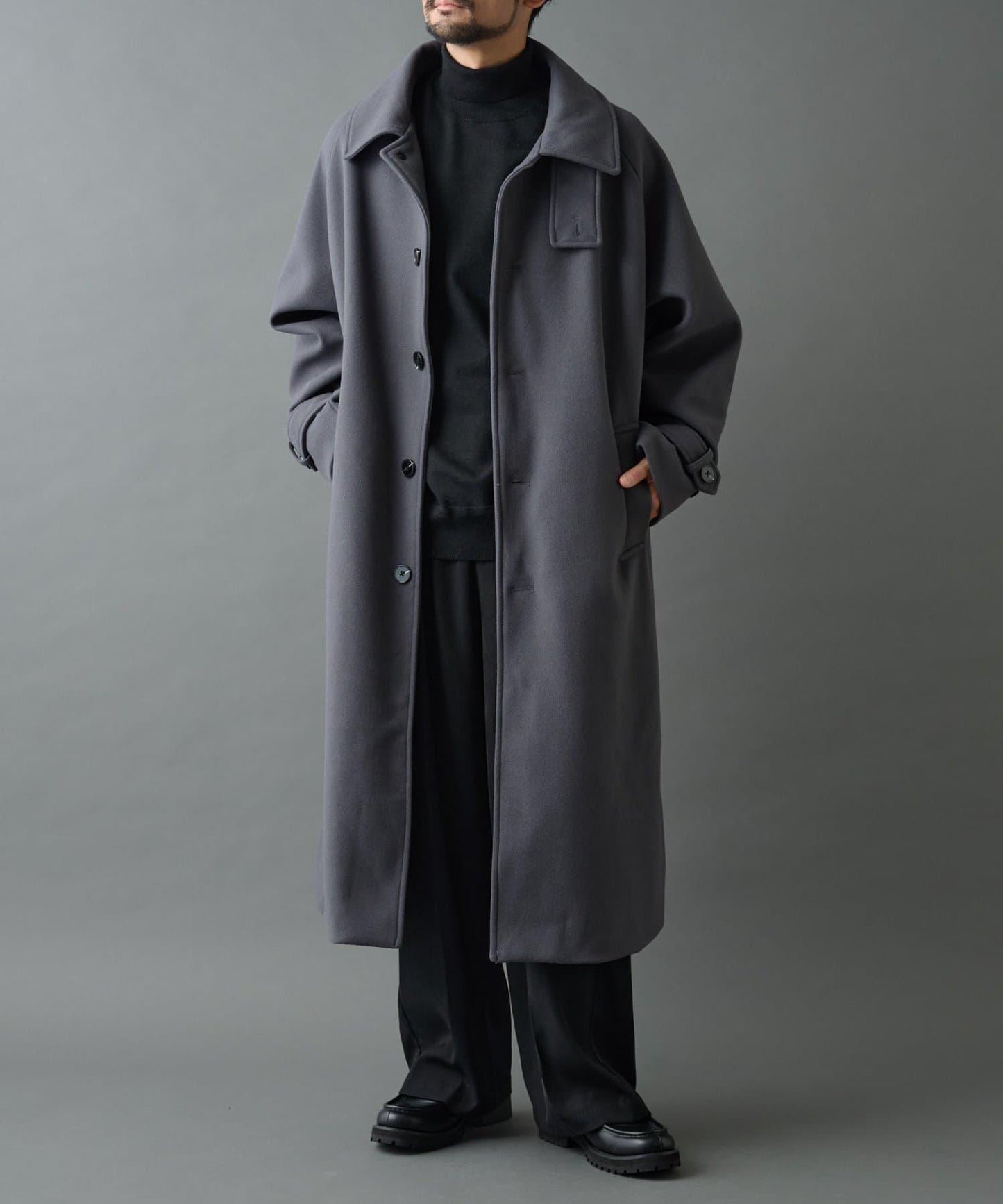 科技羊毛單排扣長款大衣