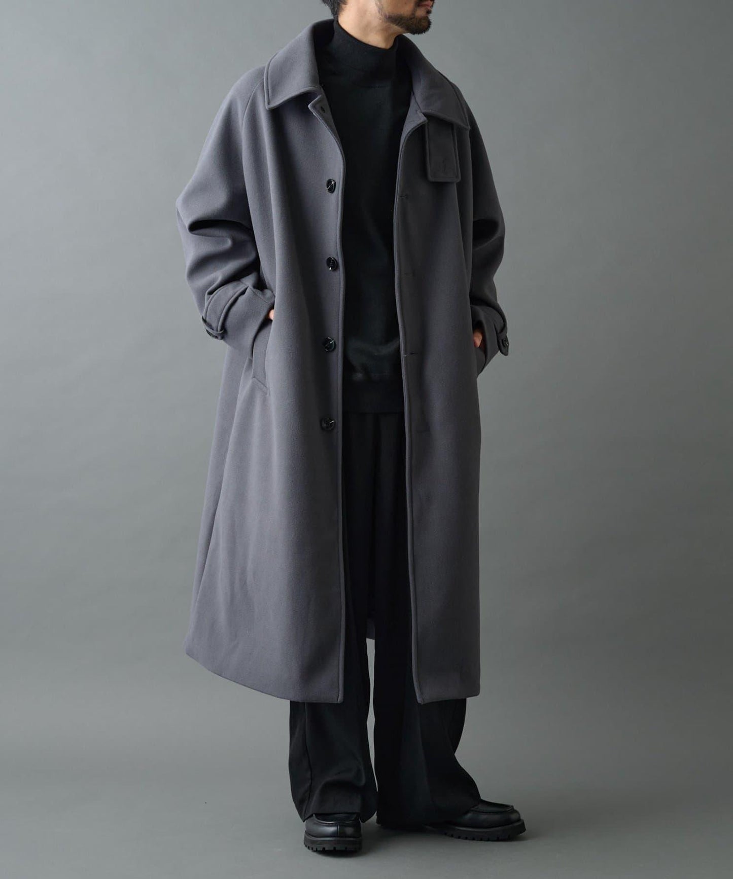 科技羊毛單排扣長款大衣