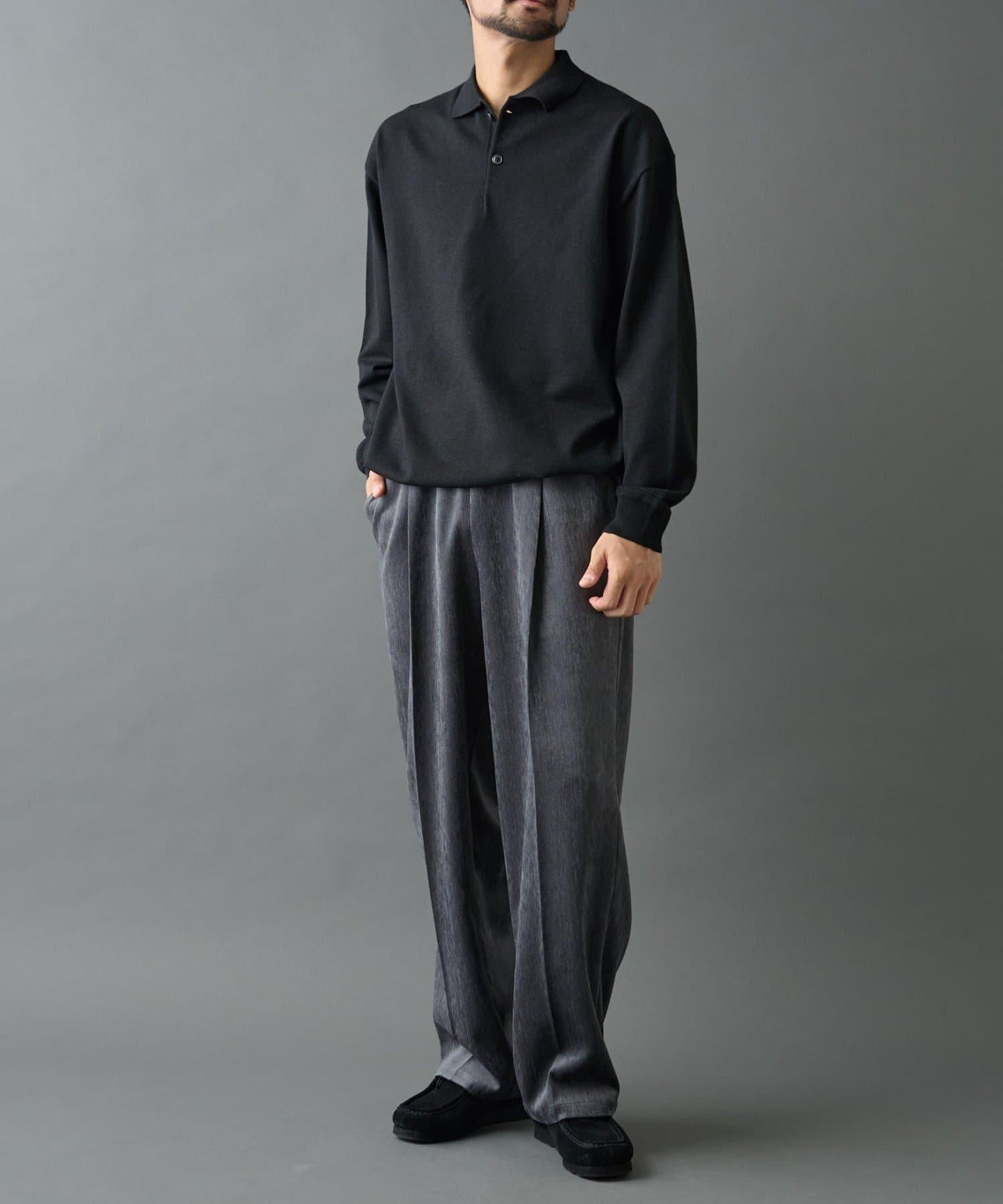 漸變色磨毛直筒西裝褲