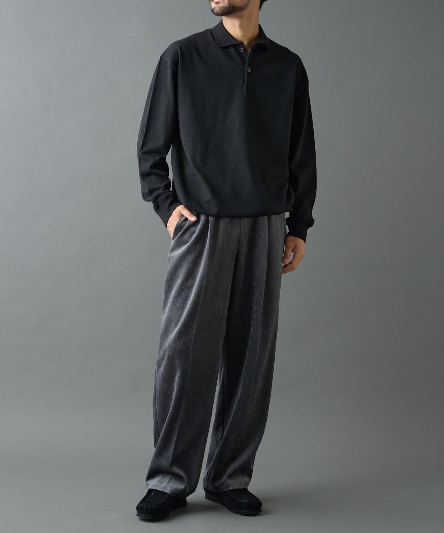 漸變色磨毛直筒西裝褲