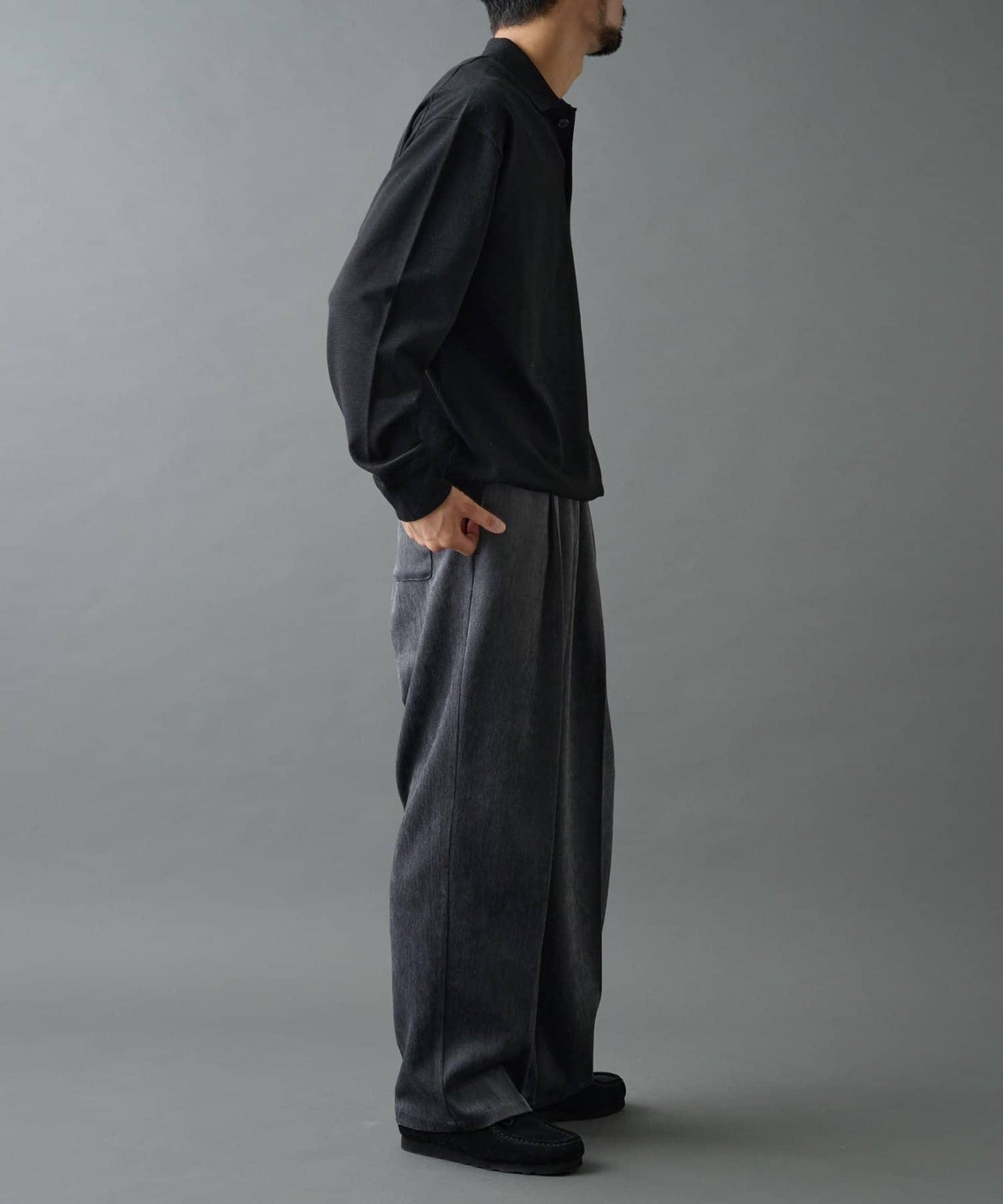 漸變色磨毛直筒西裝褲