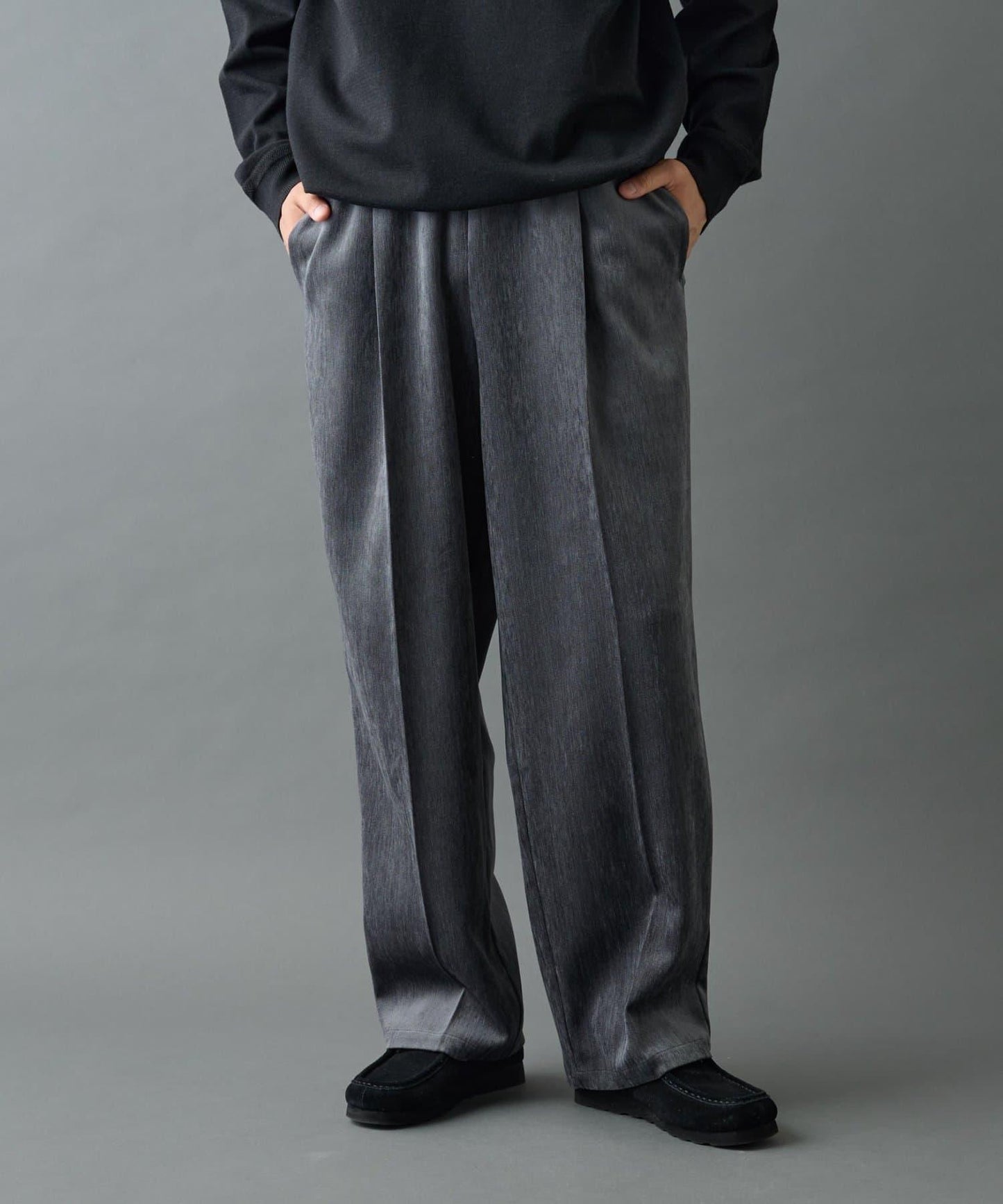漸變色磨毛直筒西裝褲