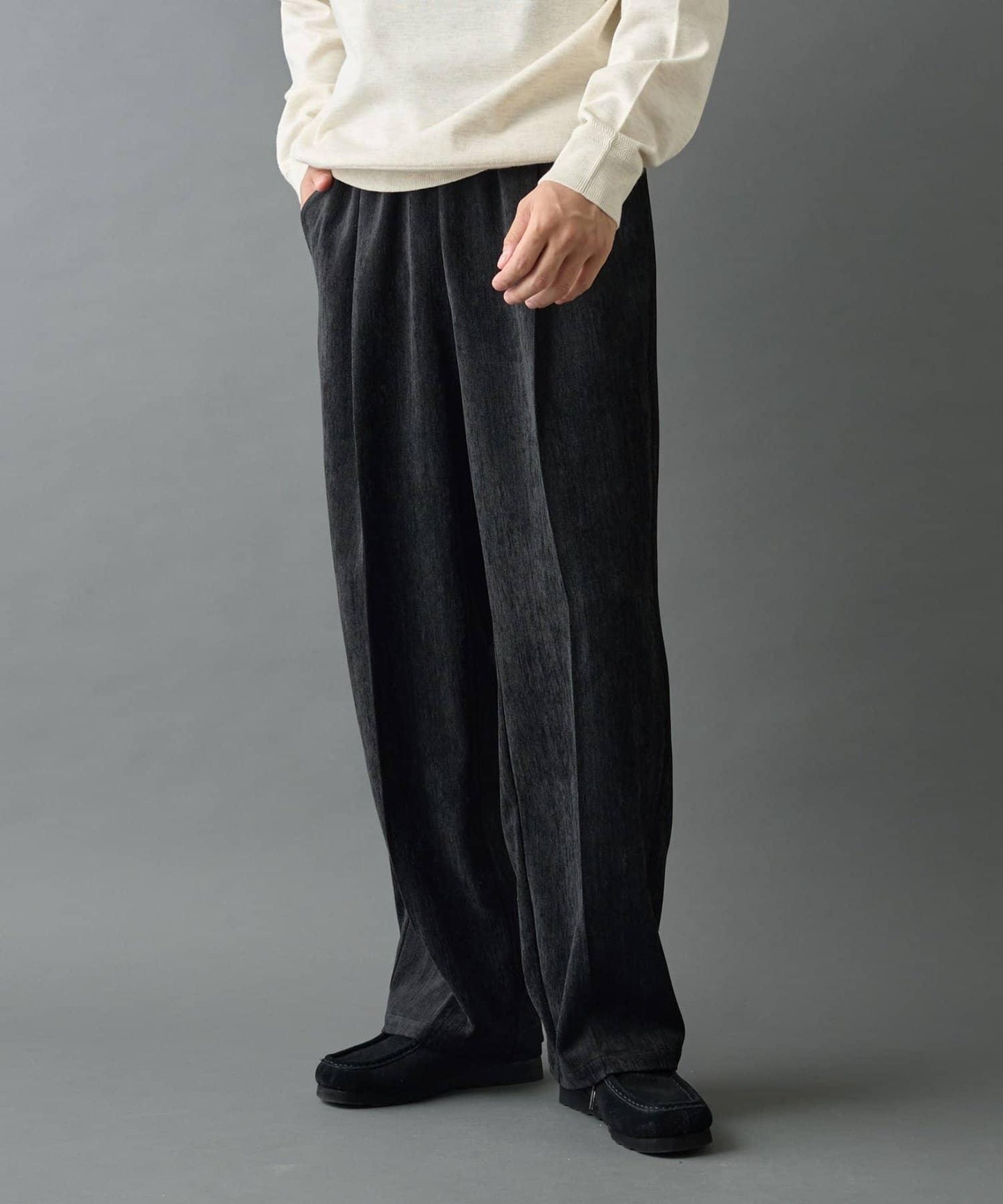 漸變色磨毛直筒西裝褲