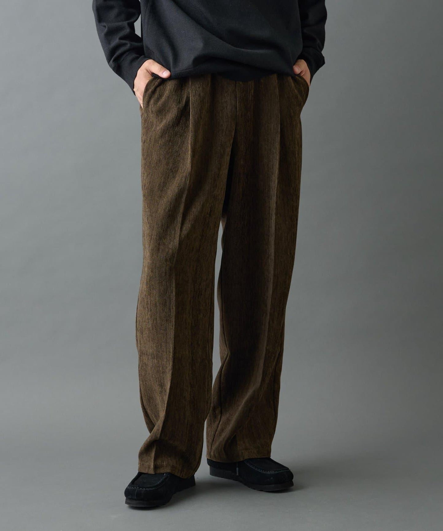 漸變色磨毛直筒西裝褲