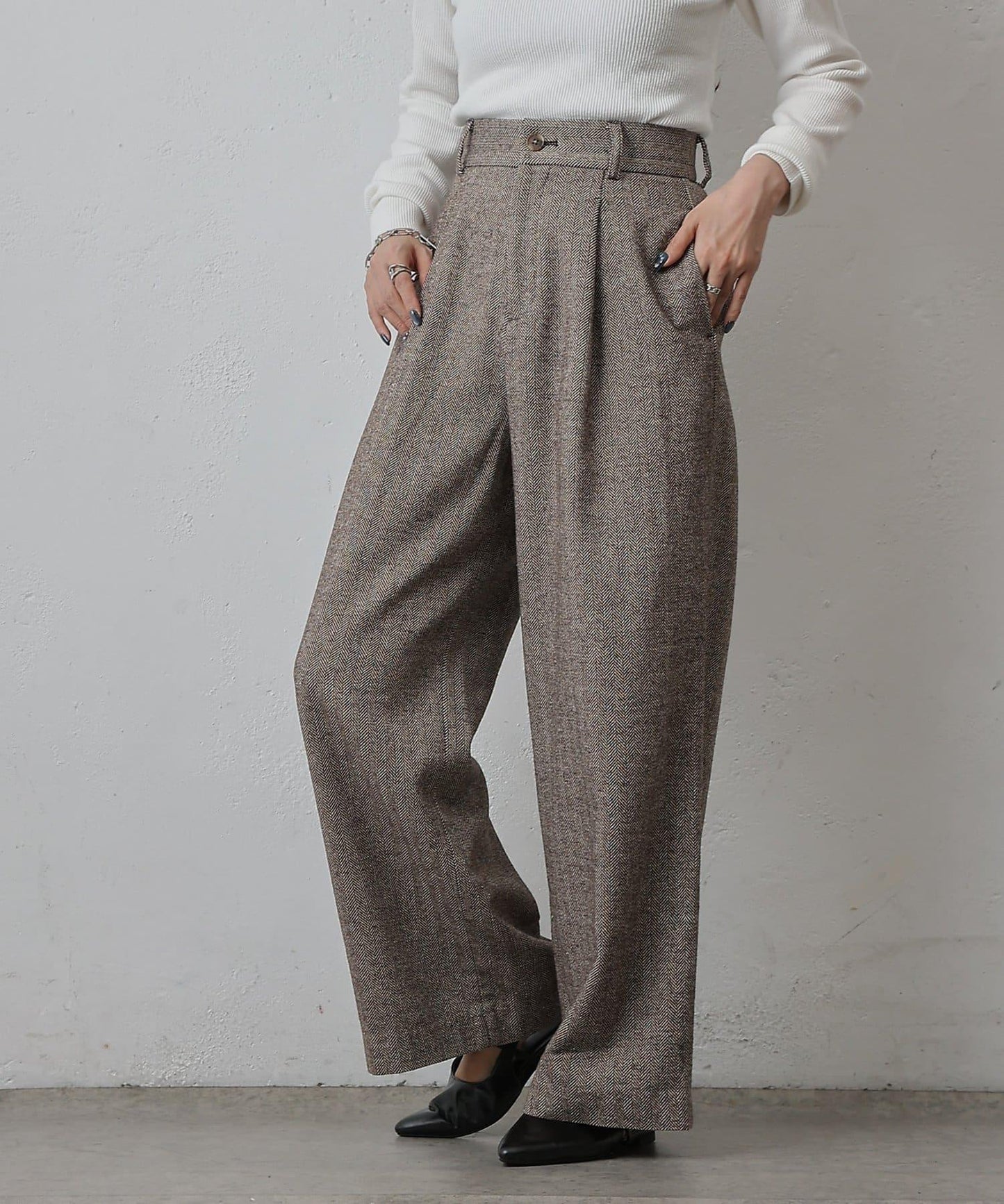 人字紋長褲