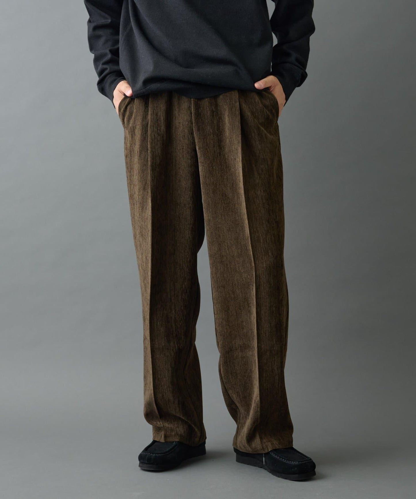 漸變色磨毛直筒西裝褲