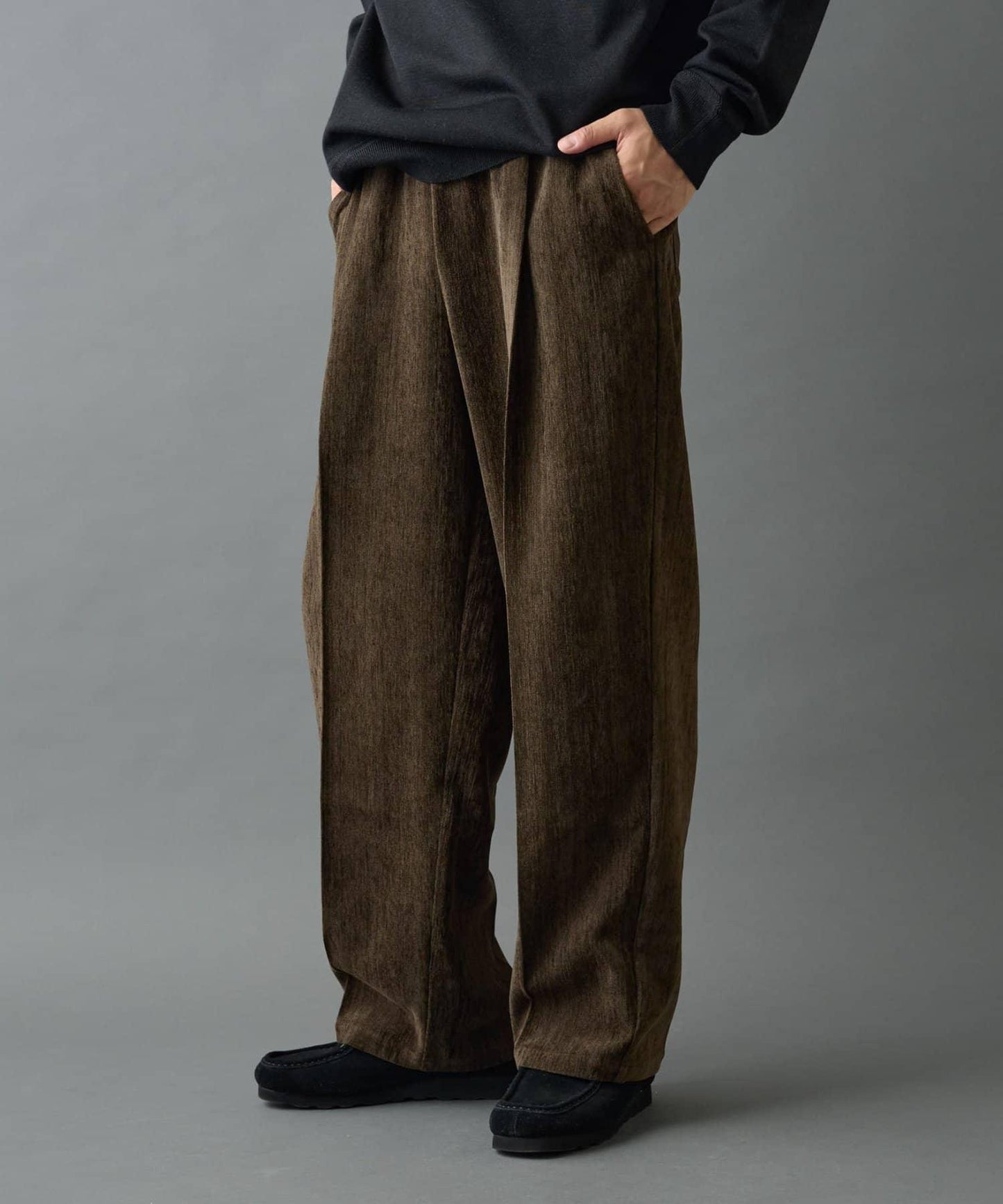 漸變色磨毛直筒西裝褲