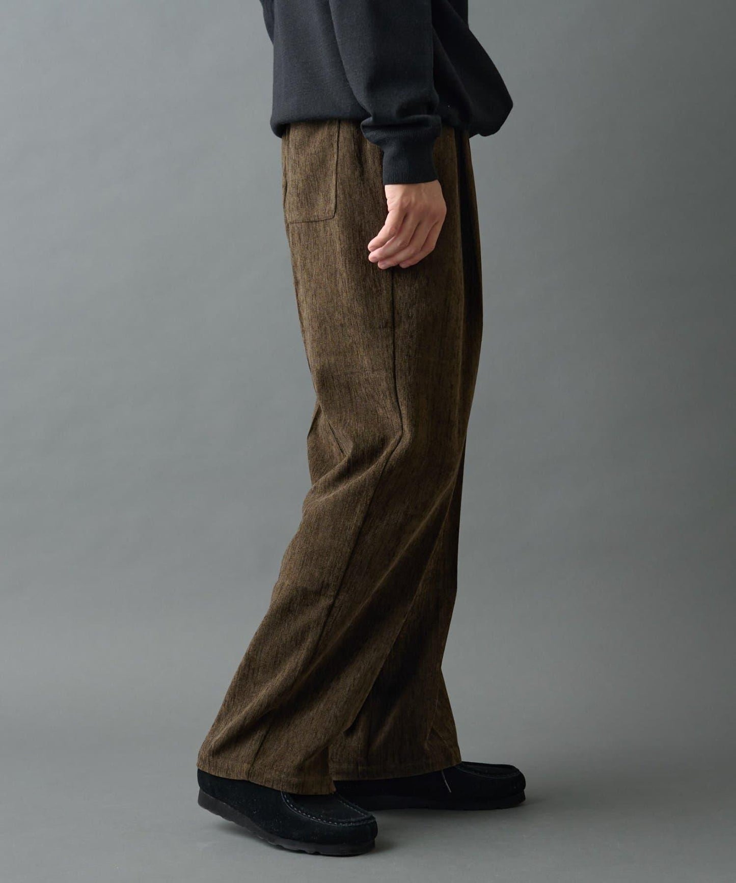 漸變色磨毛直筒西裝褲