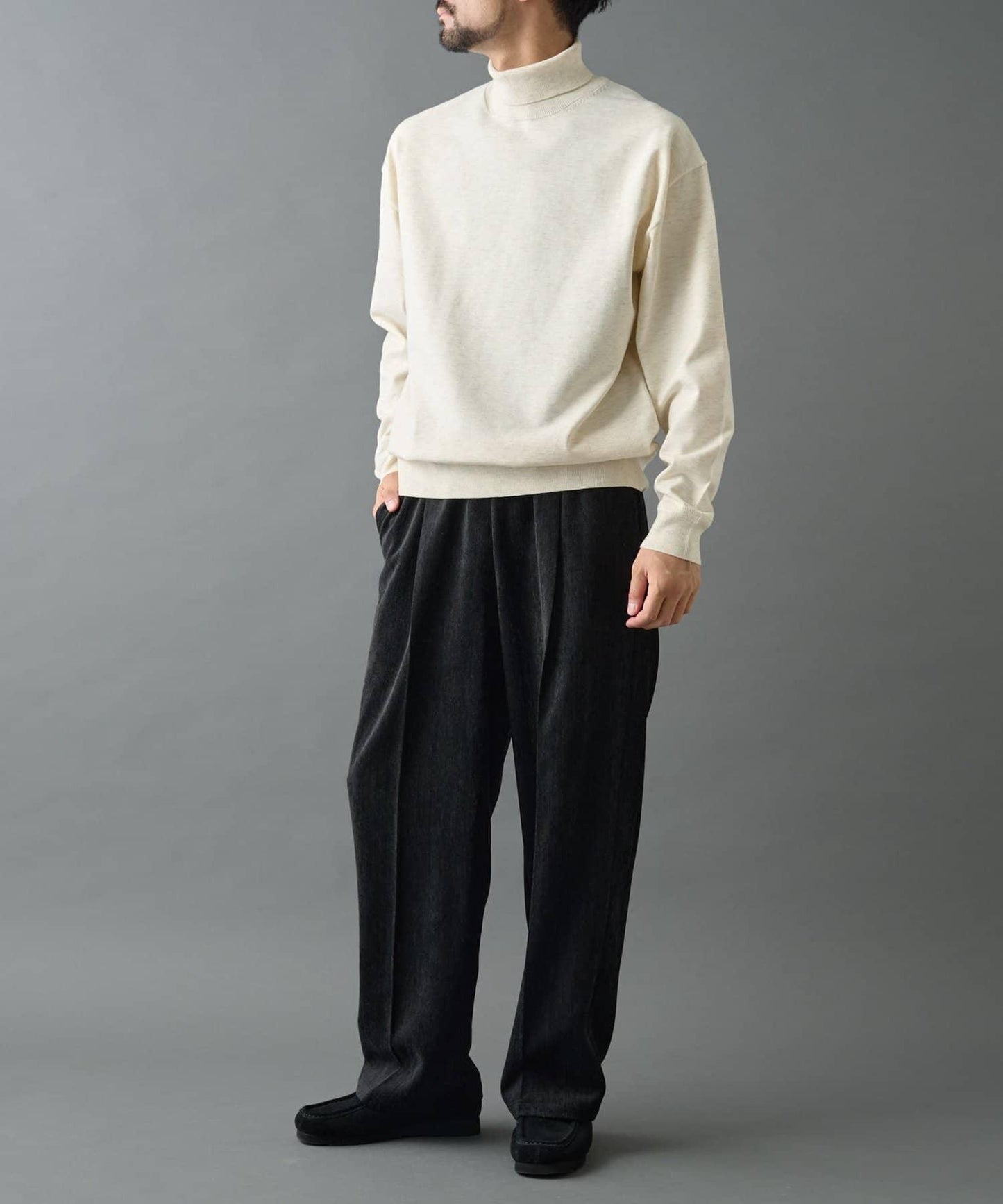 漸變色磨毛直筒西裝褲