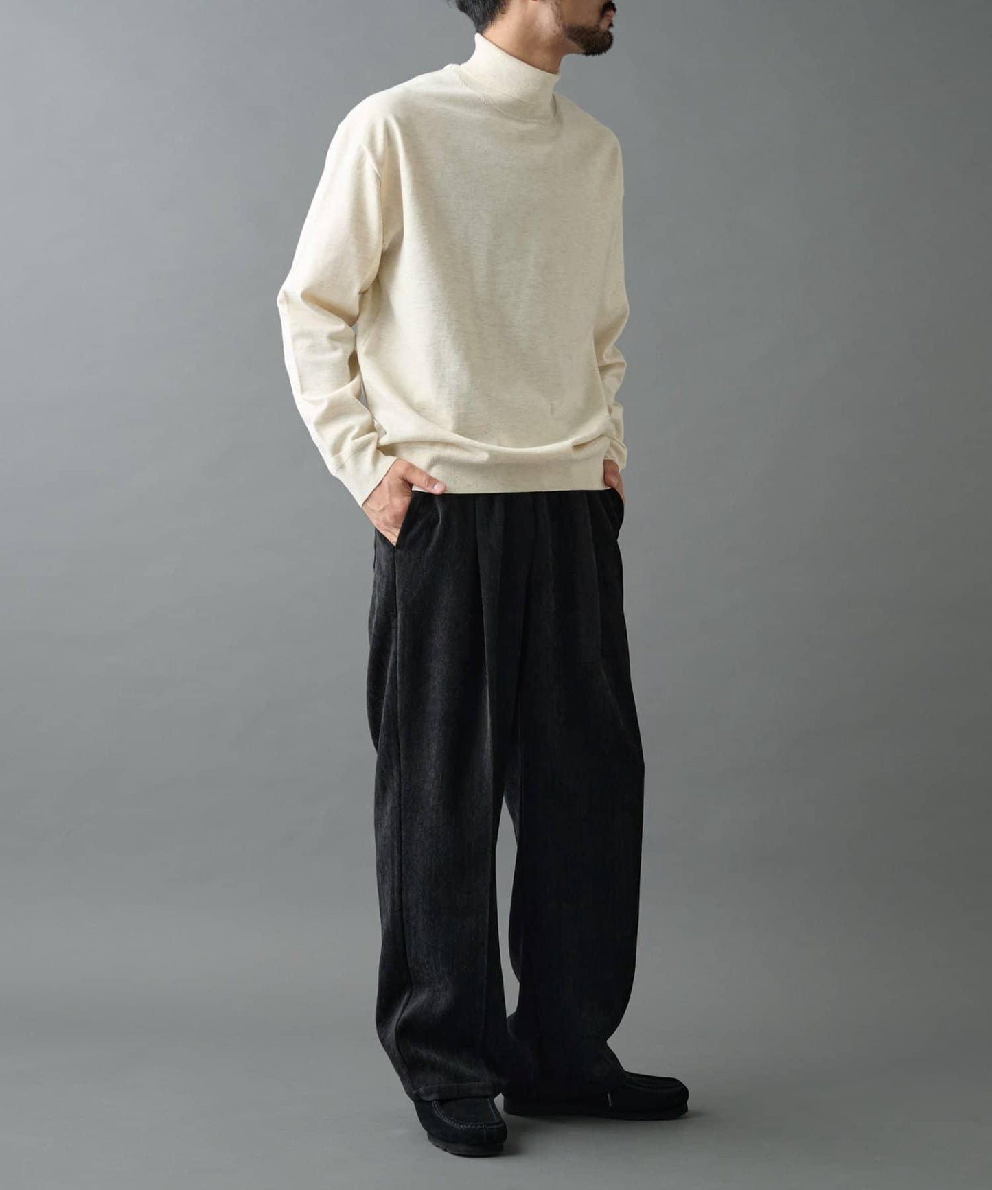 漸變色磨毛直筒西裝褲