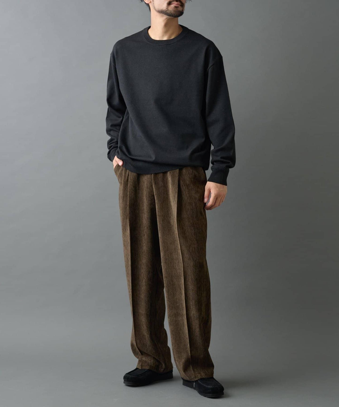 漸變色磨毛直筒西裝褲