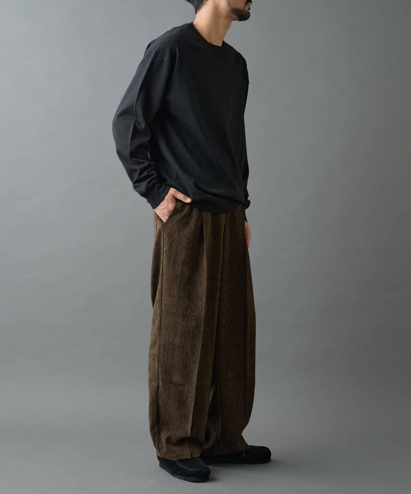 漸變色磨毛直筒西裝褲