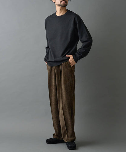 漸變色磨毛直筒西裝褲