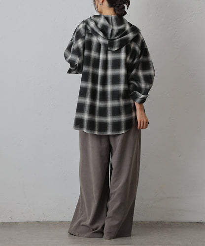 桃皮絨雙褶寬腿褲