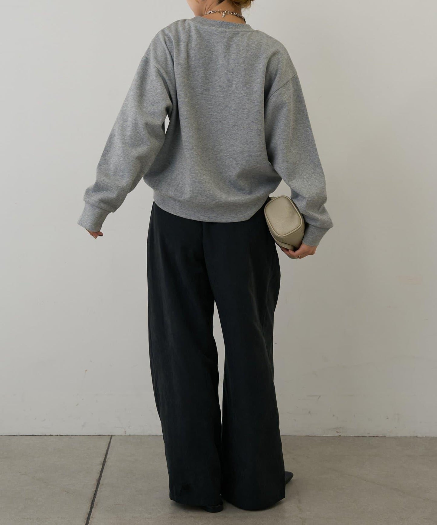 桃皮絨雙褶寬腿褲