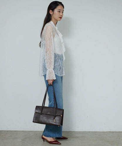 透視蕾絲荷葉邊襯衫