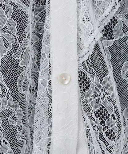 透視蕾絲荷葉邊襯衫