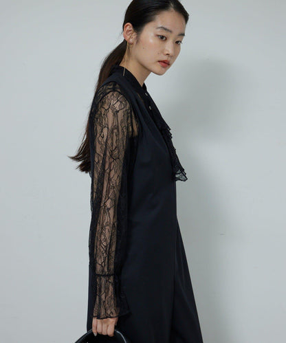 透視蕾絲荷葉邊襯衫