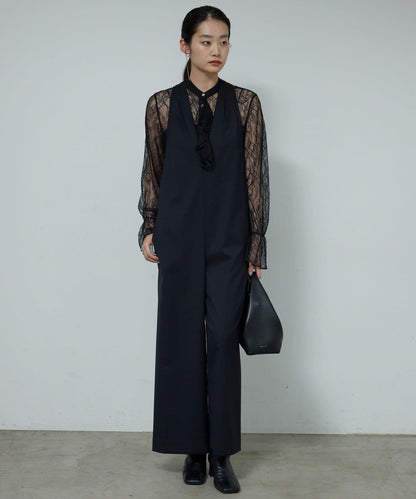 透視蕾絲荷葉邊襯衫