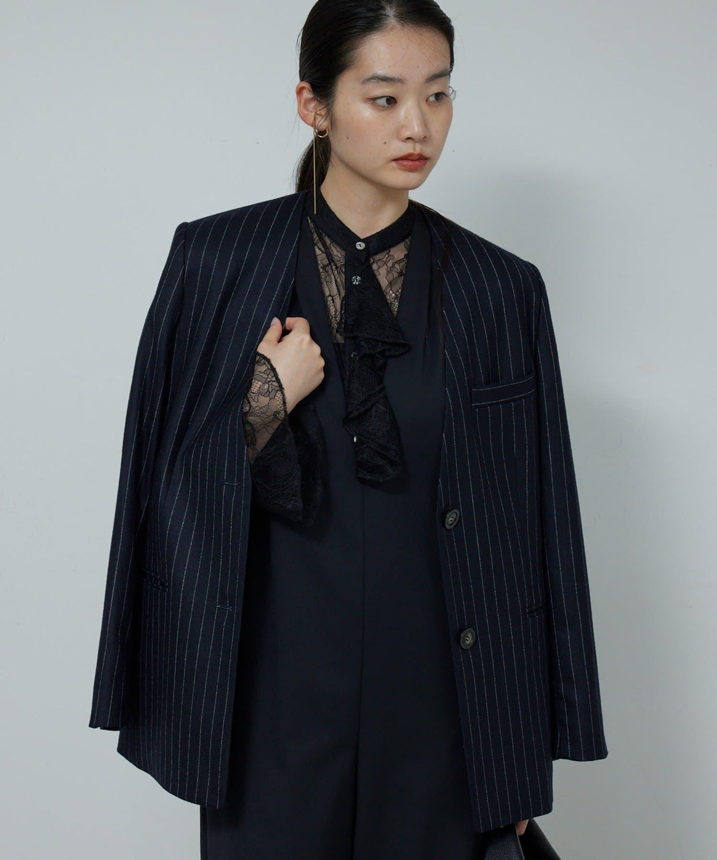 透視蕾絲荷葉邊襯衫