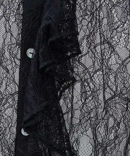 透視蕾絲荷葉邊襯衫