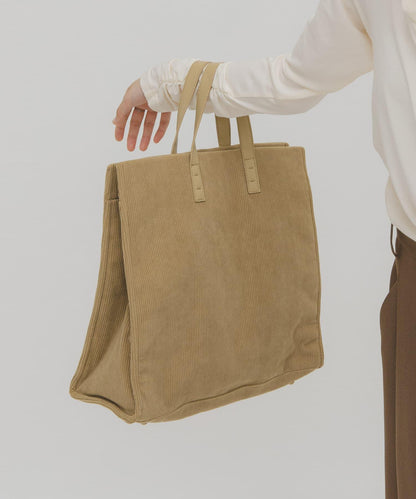 燈芯絨方形大號手提包