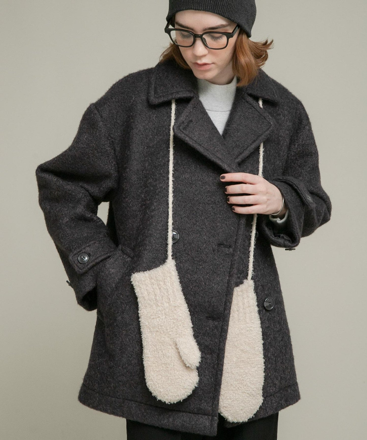 亮片圈圈紗針織連指手套