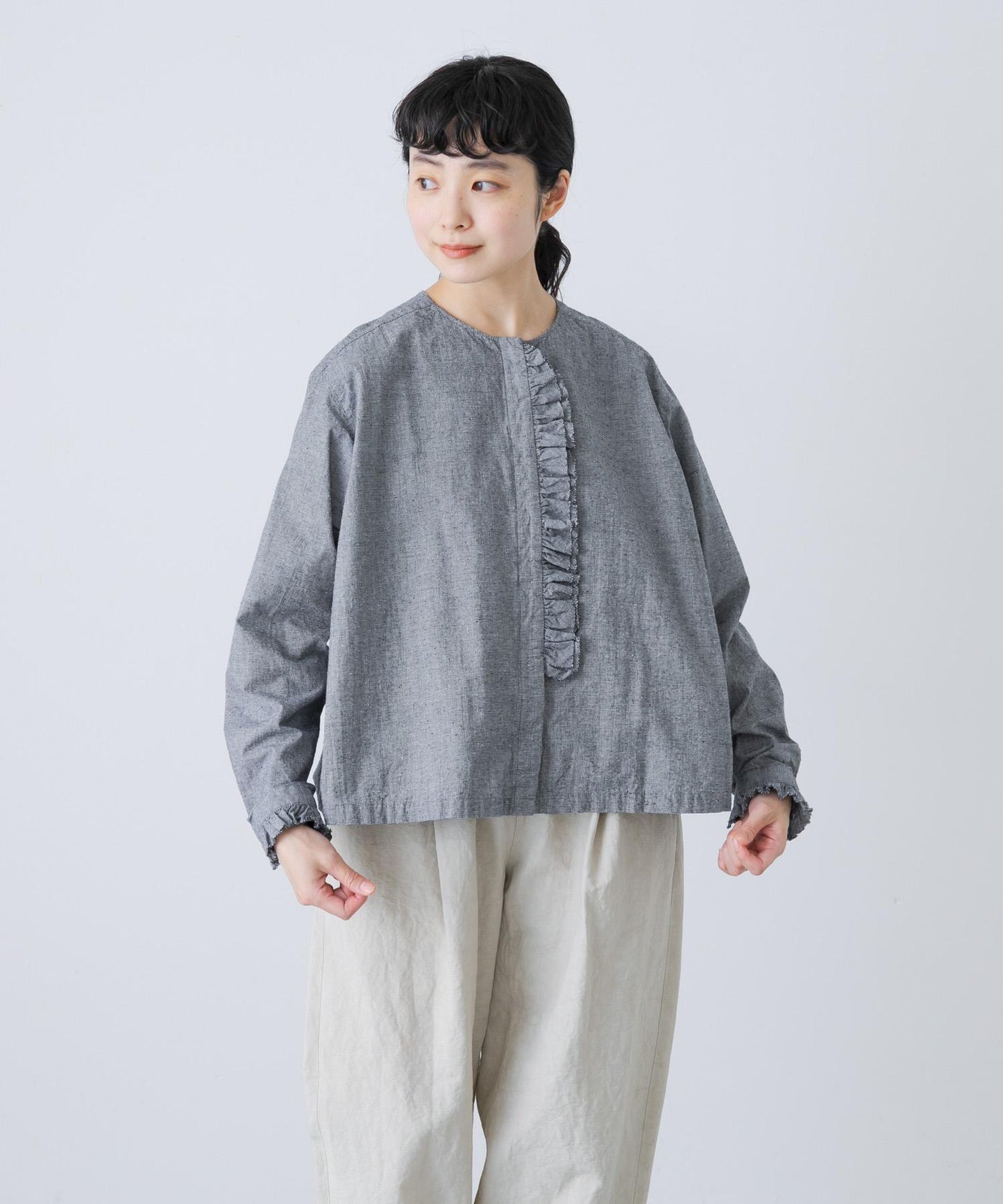 棉絲荷葉邊襯衫
