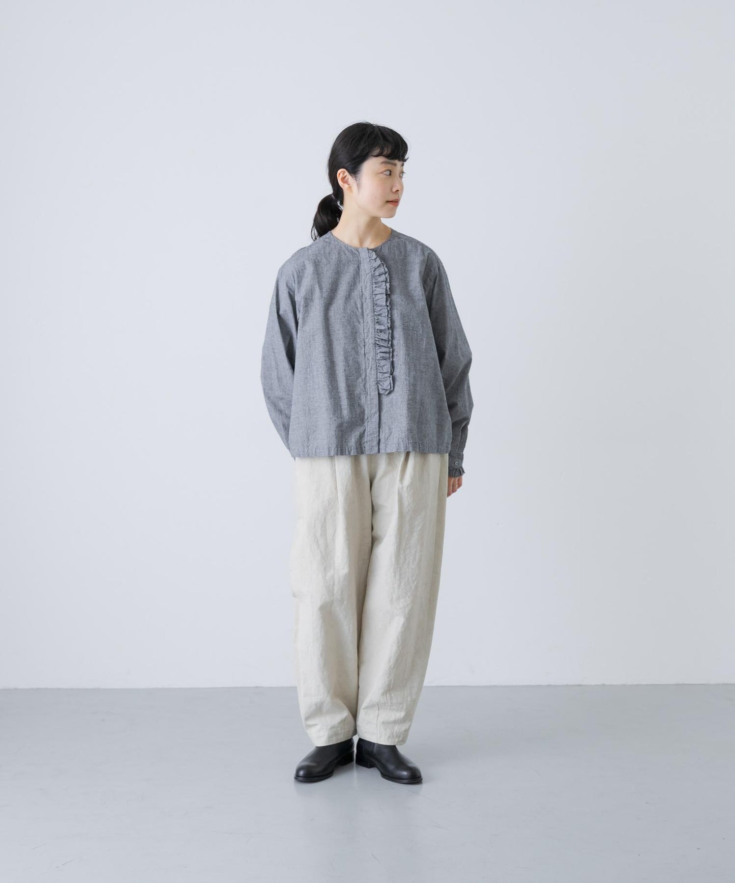 棉絲荷葉邊襯衫