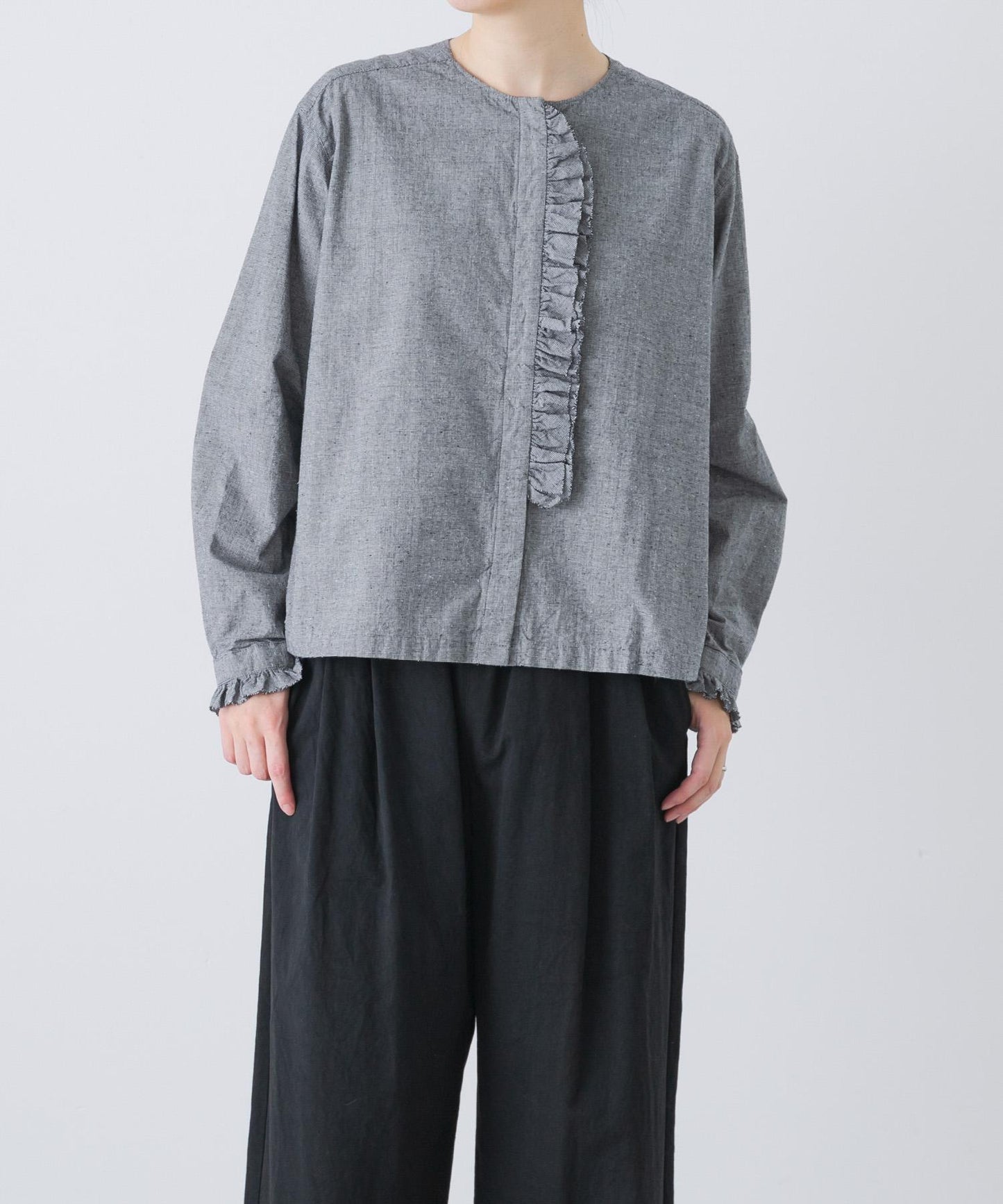 棉絲荷葉邊襯衫