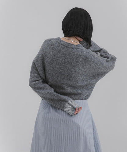 徽標刺繡拼色羅紋針織衫