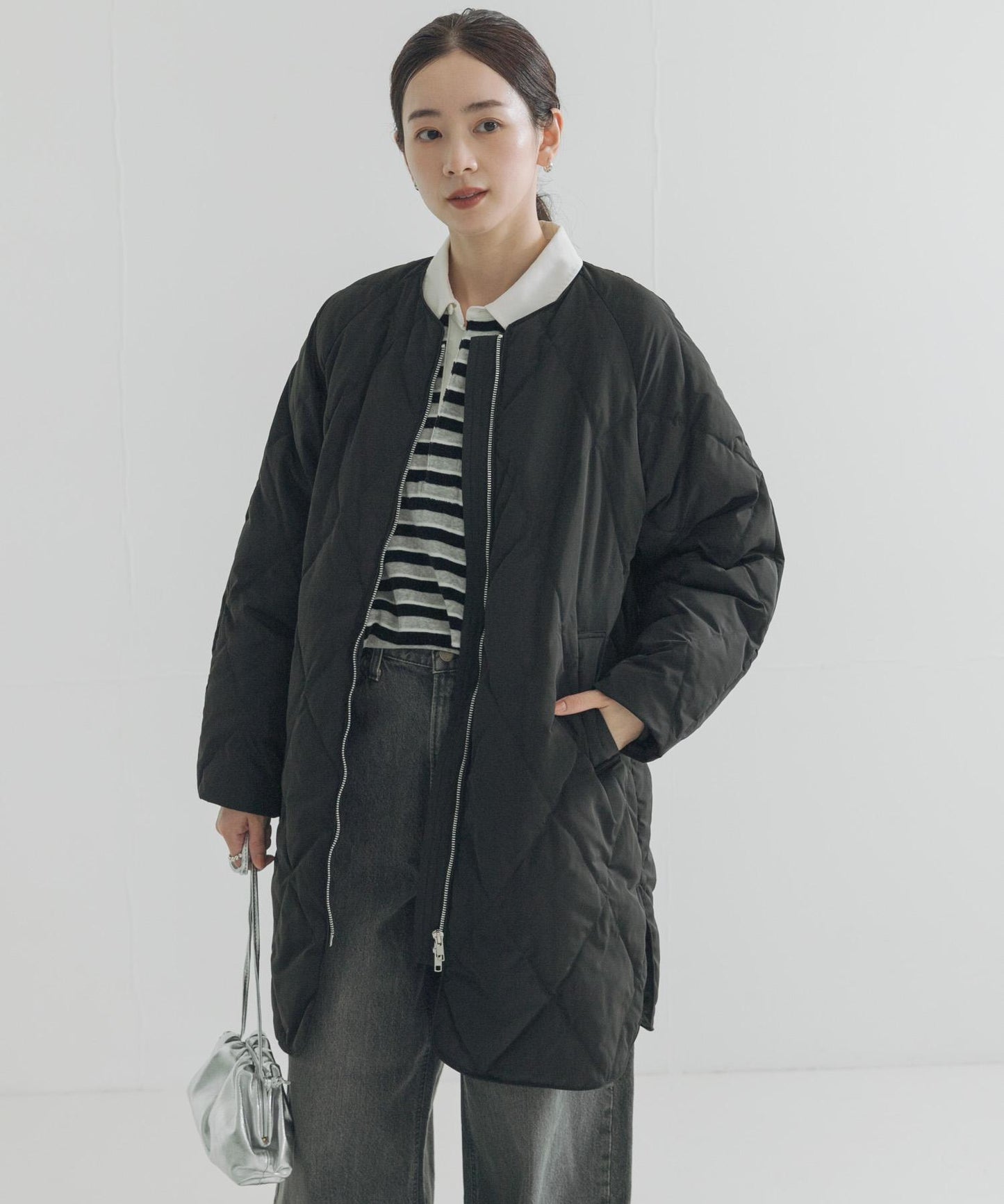 繭型絎縫長款羽絨服