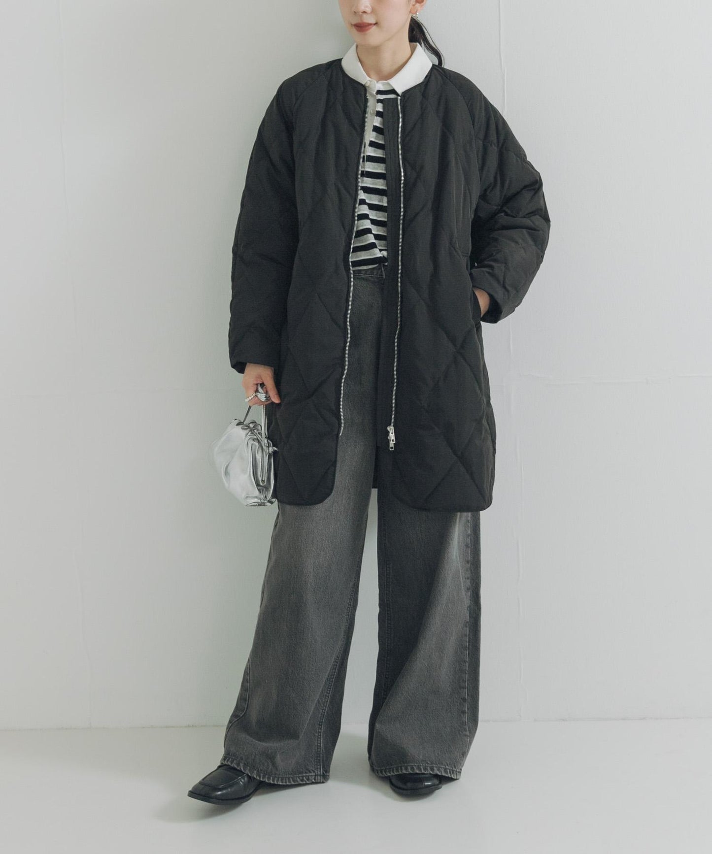 繭型絎縫長款羽絨服
