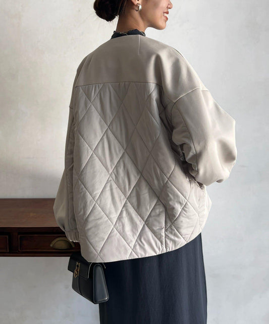 拼接絎縫繭型夾克