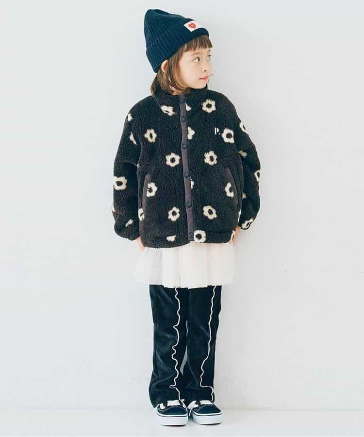 拼色波浪邊彈力針織燈芯絨褲