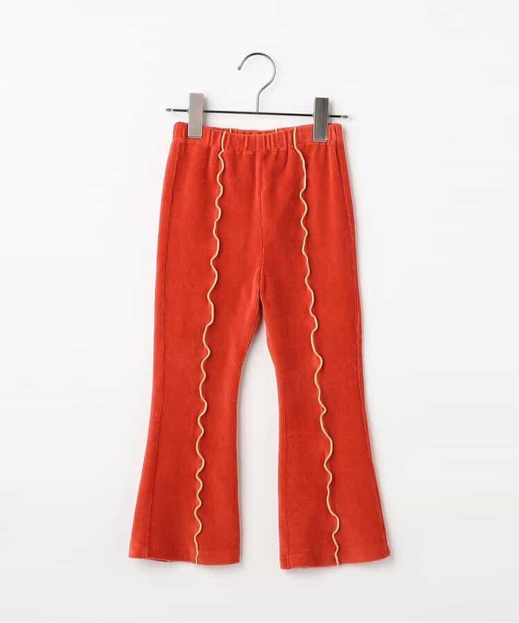 拼色波浪邊彈力針織燈芯絨褲