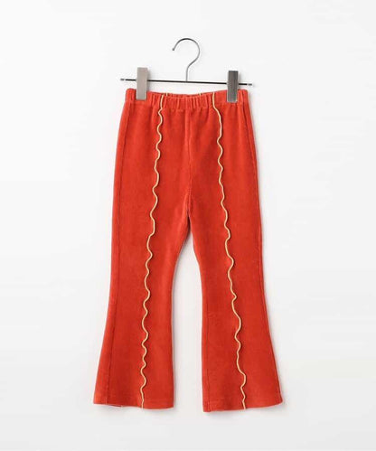 拼色波浪邊彈力針織燈芯絨褲