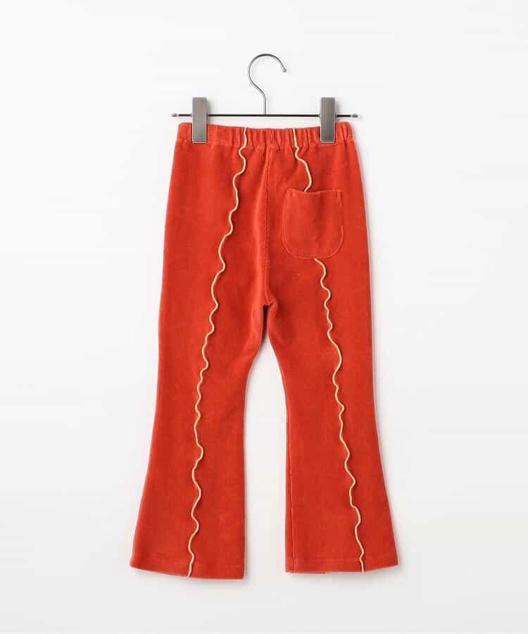拼色波浪邊彈力針織燈芯絨褲