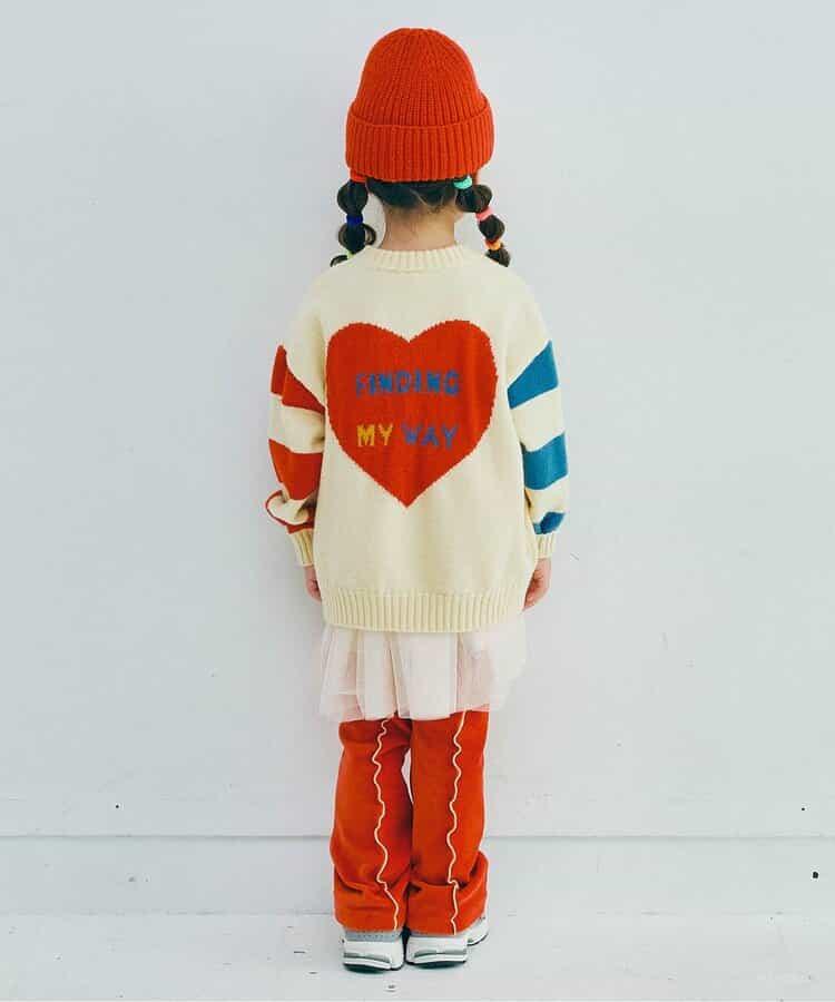 拼色波浪邊彈力針織燈芯絨褲